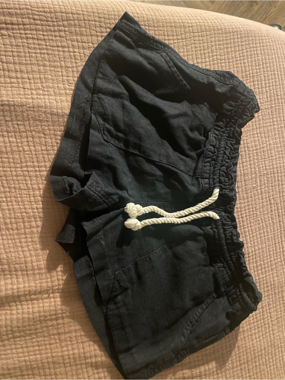 Roxy Black Rope-Drawstring Casual Shorts